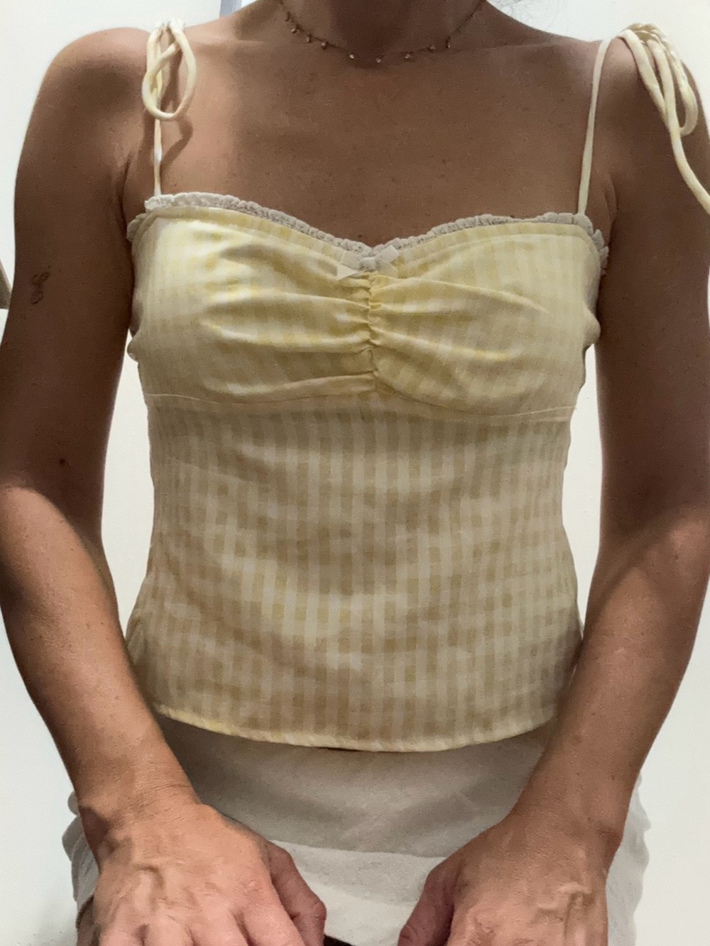 Edikted Yellow Tie-Shoulder Striped Cami Top